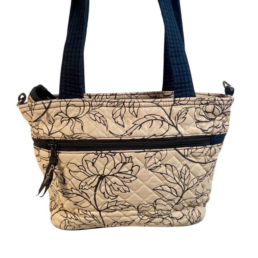 Donna Sharp Handbag Tan Black Quilted Floral Purse Kentucky Original